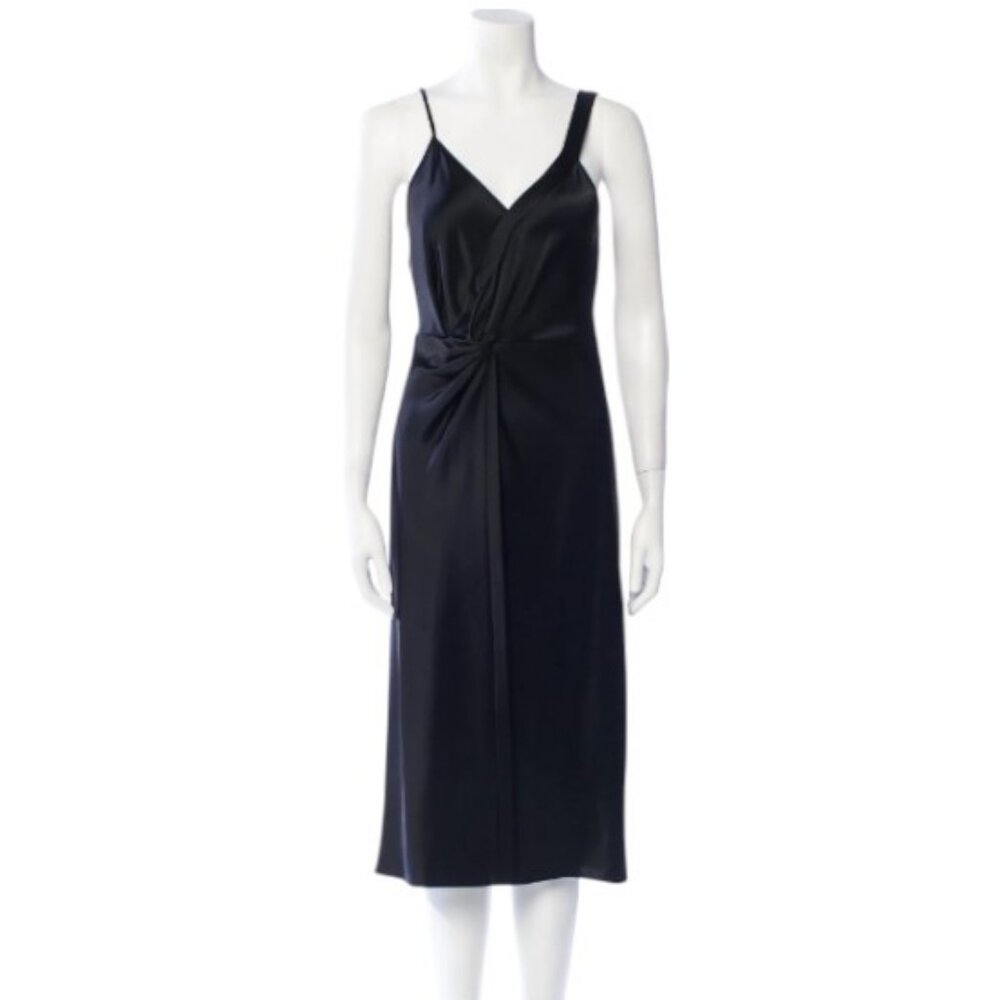 T by Alexander Wang black satin midi dress size 4